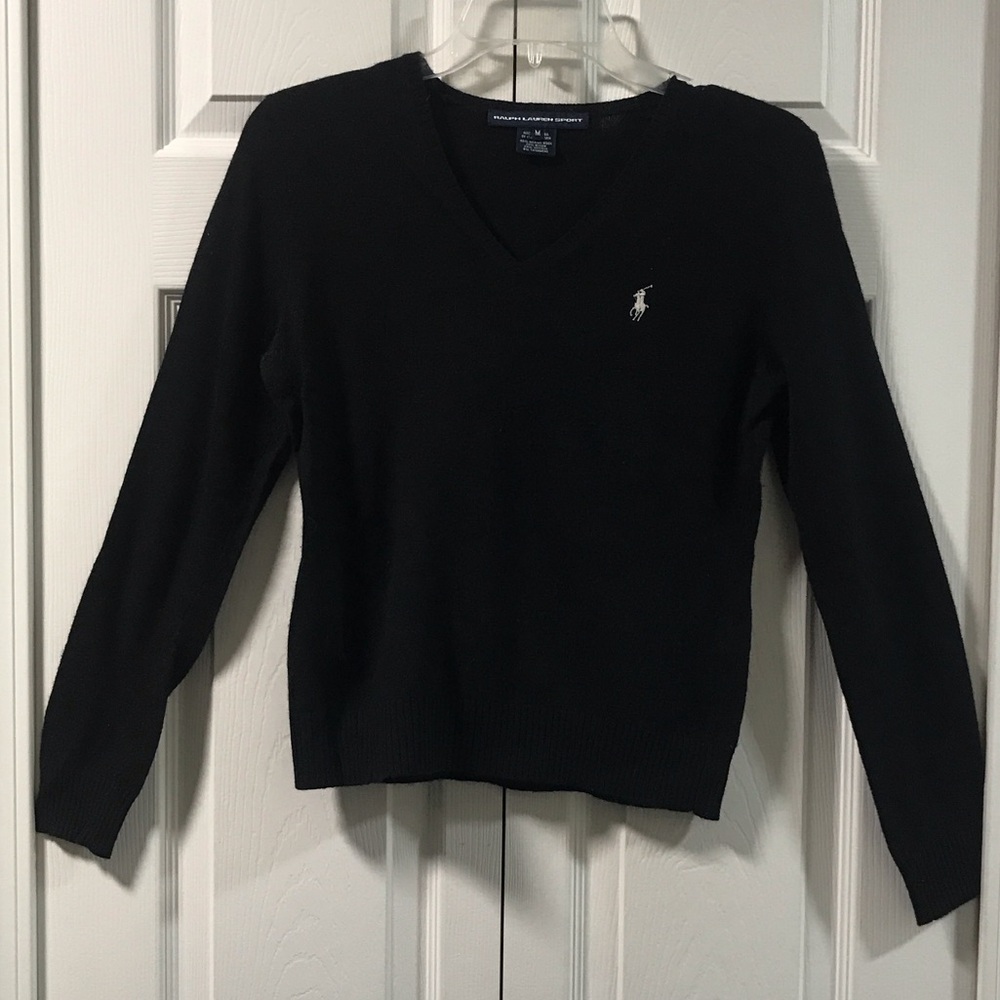 Ralph Lauren Women's Classic Black V-Neck Sweater